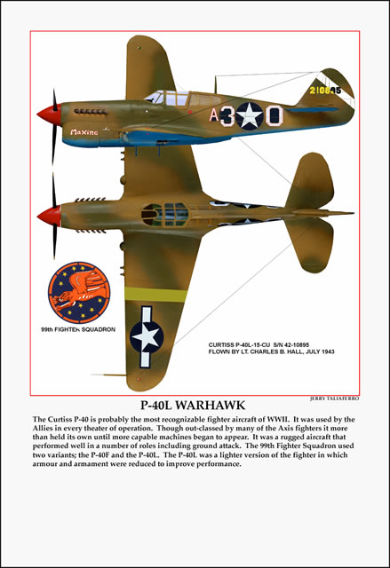 "P-40L Warhawk" Tuskegee Airmen Print by Jerry Taliaferro